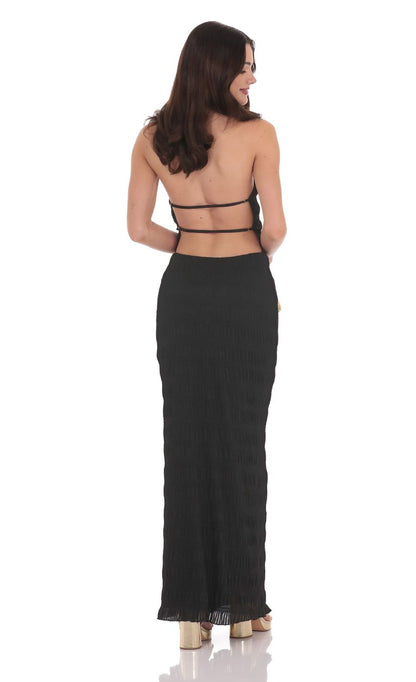 Lucy In The Sky Smocked Maxi Dress in Black