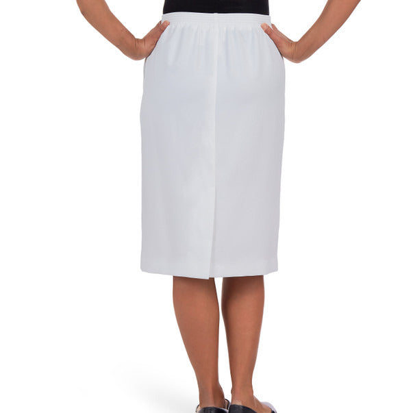 Alfred Dunner Women's Cinch Waist Midi Skirt With Slant Pockets - WHITE