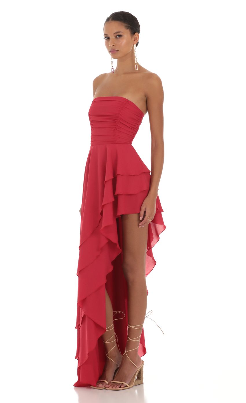 Lucy In The Sky Asymmetrical Corset Dress in Red