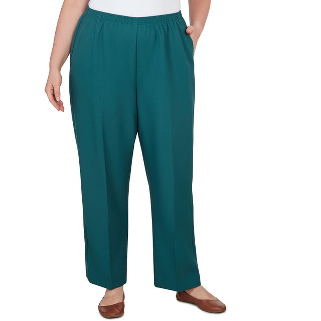 Alfred Dunner Women's Classic Accord Elastic Waist Medium Length Pant - PINE