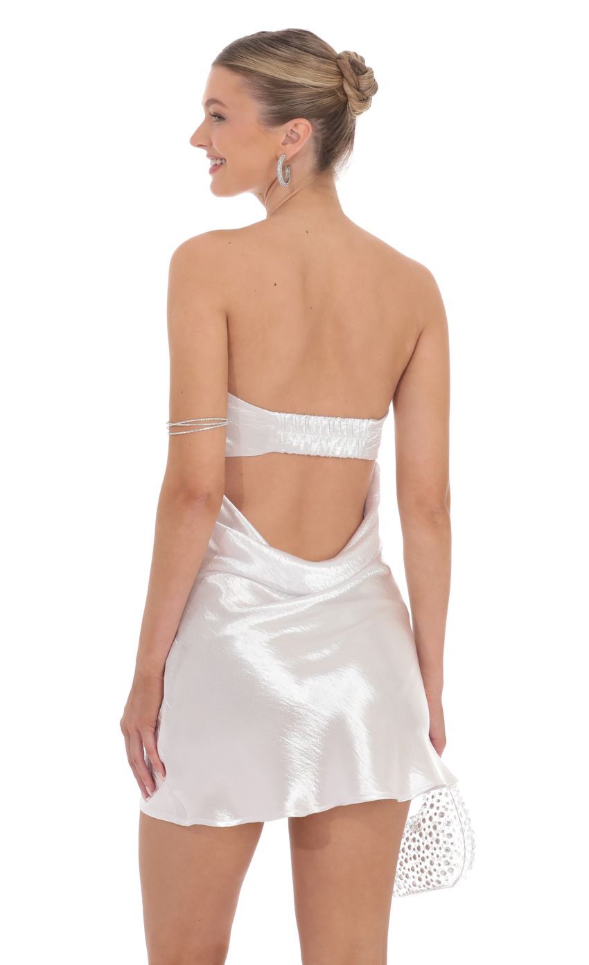 Lucy In The Sky Satin Strapless Slip Dress in White