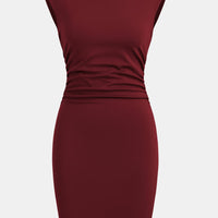 Cupshe x JoJo Red Wine Boatneck Sleeveless Mini Dress