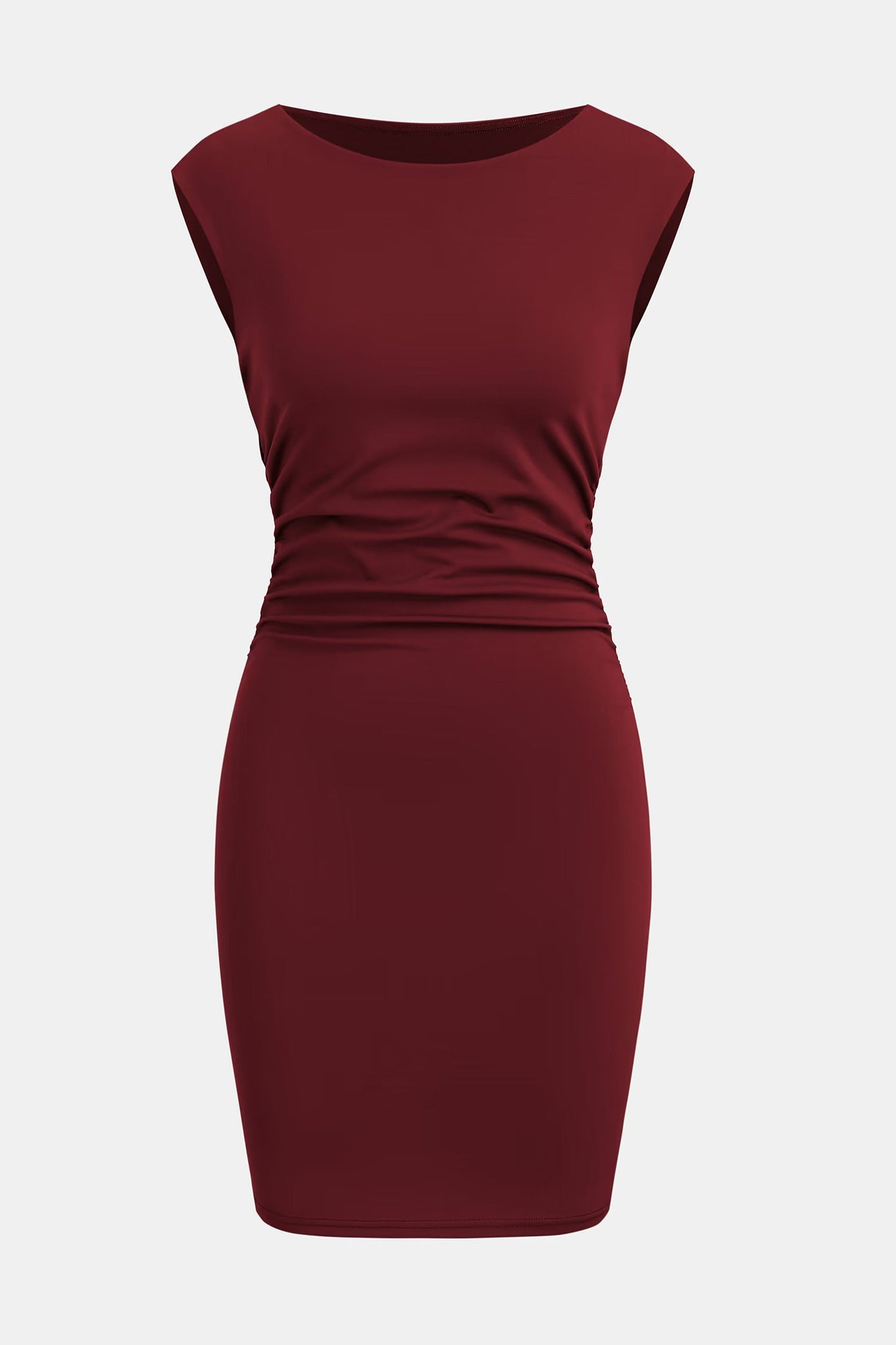 Cupshe x JoJo Red Wine Boatneck Sleeveless Mini Dress