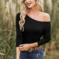 Cupshe Black One Shoulder Long Sleeve Sweater (x2)