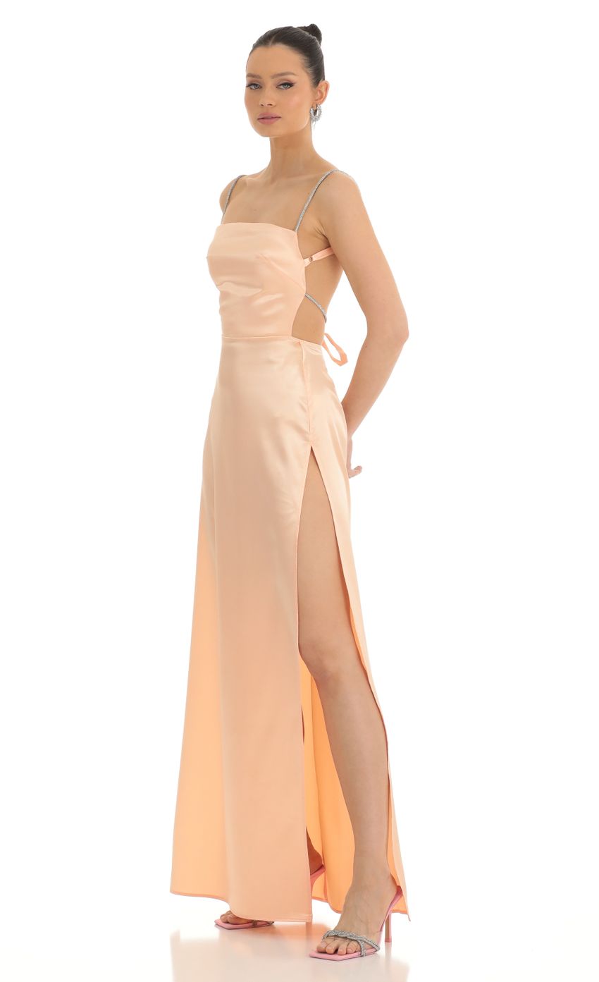 Lucy In The Sky Rhinestone Maxi Dress in Peach