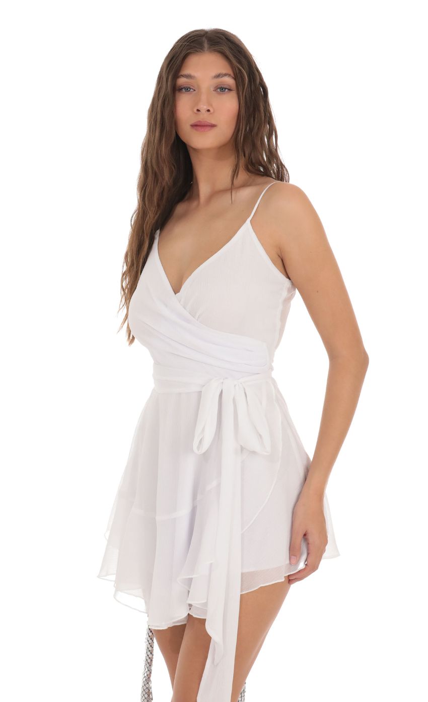 Lucy In The Sky Wrap Dress in White Shimmer
