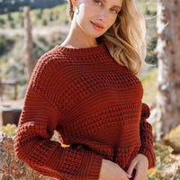 Cupshe Brown Drop Shoulder Long Sleeve Knit Sweater (x2)