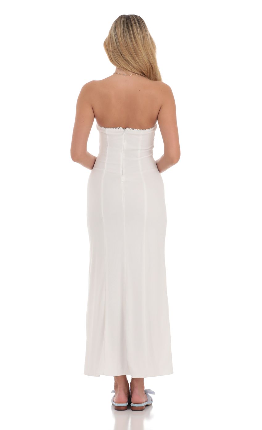 Lucy In The Sky Mesh Strapless Maxi Dress in White