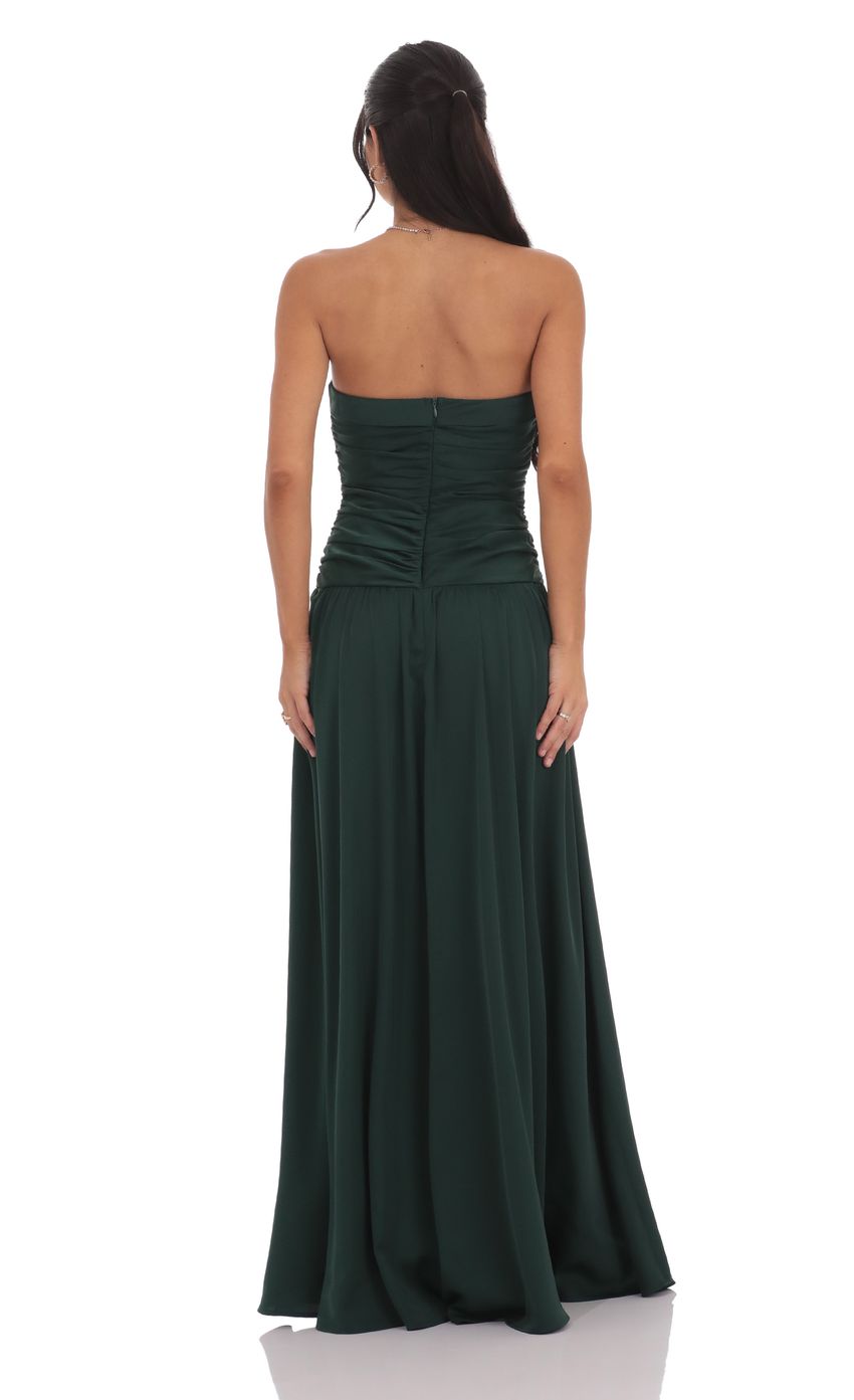 Lucy In The Sky Strapless Drop Waist Maxi Dress in Green