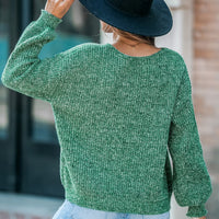 Cupshe Green V-Neck Drop Shoulder Long Sleeve Sweater (x2)