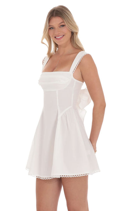 Lucy In The Sky Embroidered Strap Fit and Flare Dress in White