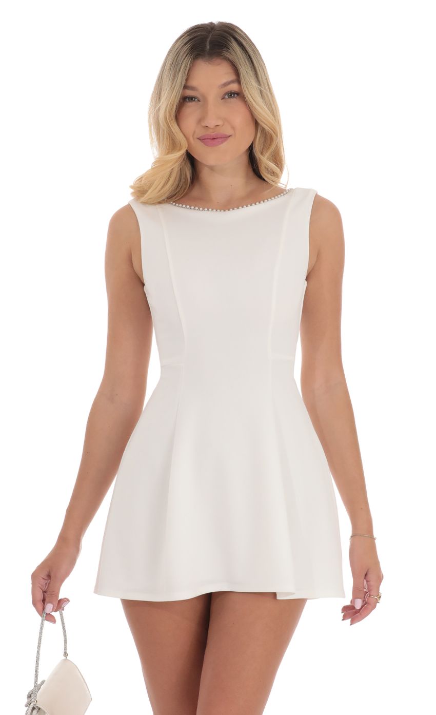 Lucy In The Sky Pearl Open Back A-line Dress in White