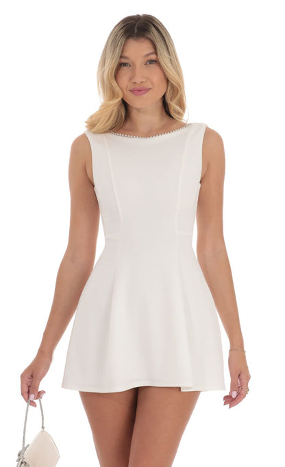 Lucy In The Sky Pearl Open Back A-line Dress in White