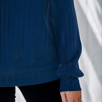 Cupshe Cobalt Blue Ribbed Knit V-Neck Long Sleeve Top (x2)