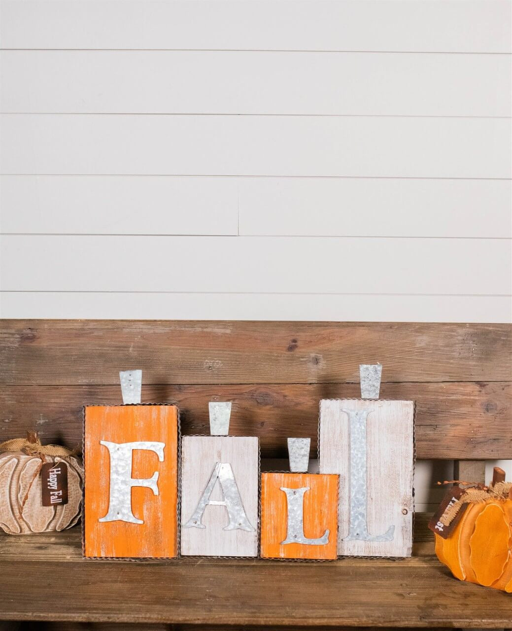 Decorator's Warehouse 8” Wood Harvest Pumpkin with Burlap Bow and Berry Accents