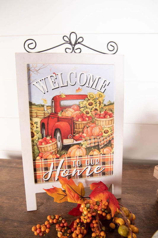 Decorator's Warehouse 17.9” Wood Harvest Tabletop Décor with Easel