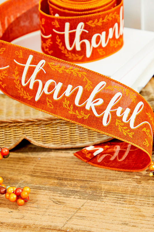 Decorator's Warehouse 2.5" x 10 Yard Thankful Ribbon