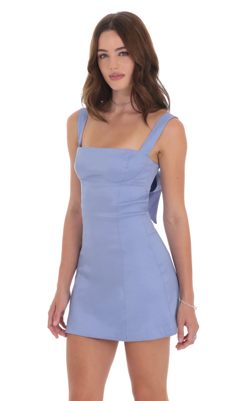 Lucy In The Sky Back Bow Bodycon Dress in Powder Blue