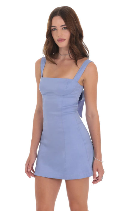 Lucy In The Sky Back Bow Bodycon Dress in Powder Blue