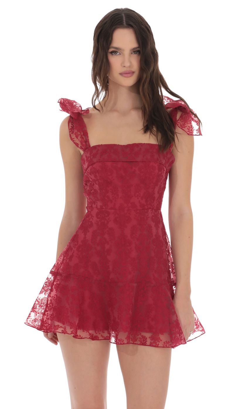 Lucy In The Sky Motif Pattern A-line Dress in Red