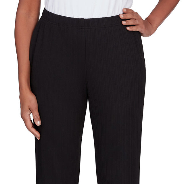 Alfred Dunner Women's Ribbed Black Pant