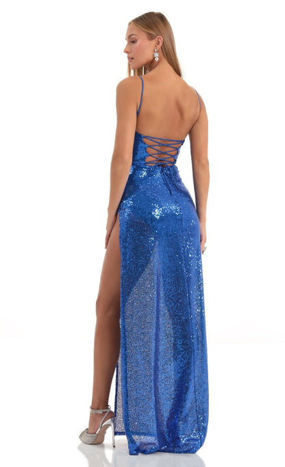 Lucy in the Sky Sequin Cowl Neck Maxi Dress
