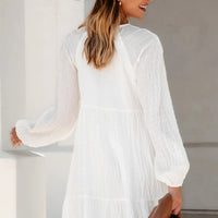 Cupshe White Lace Tie Neck Blouson Sleeve Mini Dress