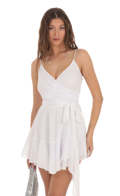 Lucy In The Sky Wrap Dress in White Shimmer