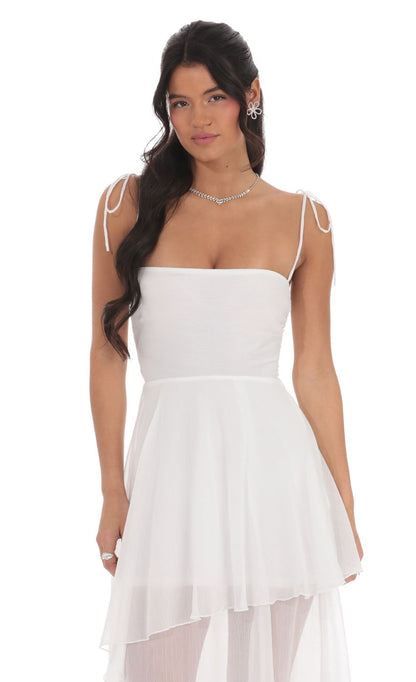 Lucy In The Sky Flow Shimmer A-line Maxi Dress in White