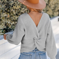 Cupshe Gray Chunky Knit Drop Sleeve Sweater (x2)