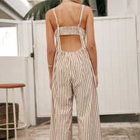 Cupshe Striped Sleeveless V-Neck Wide Leg Jumpsuit