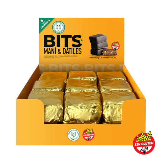 Pampa Direct Felices Las Vacas Bits, Vegan Date & Peanut Bites with Semi-Sweet Coating, Gluten-Free, 22 g / 0.78 oz (box of 18)