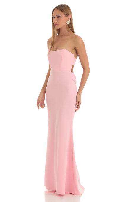 Lucy in the Sky Mermaid Strapless Corset Maxi Dress in Pink