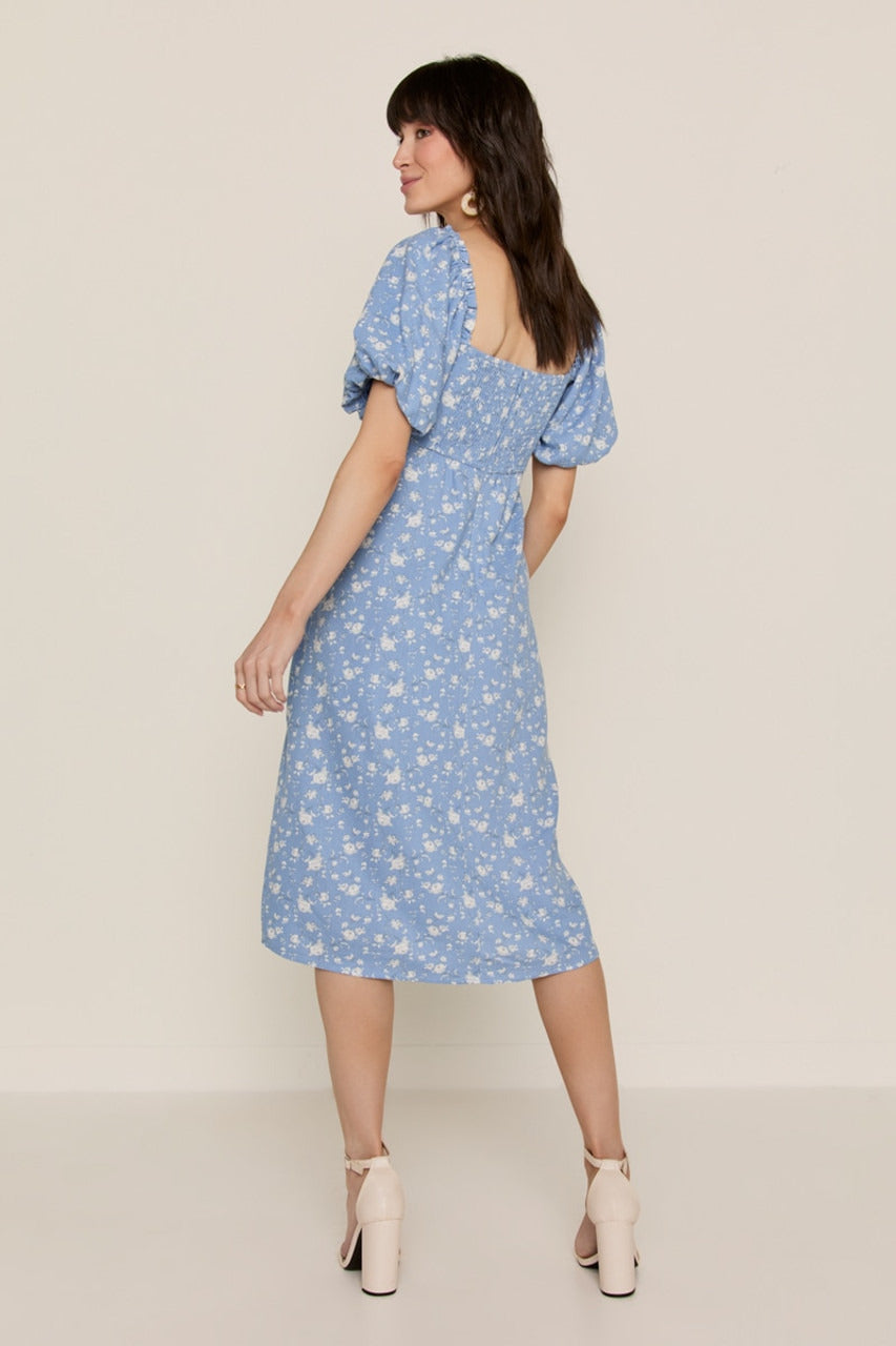 Francesca's Petra Pleated Upper Floral Midi Dress