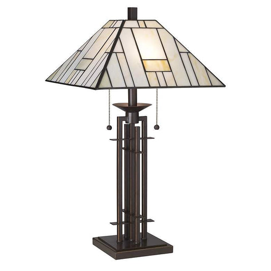 Lamps Plus Franklin Iron 26 1/4" Wrought Iron and Glass Tiffany-Style Table Lamp