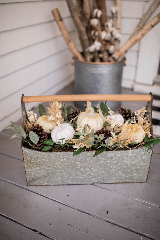 Decorator's Warehouse 22” Metal Container with Harvest Arrangement