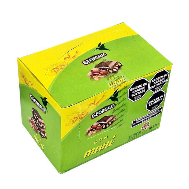 Pampa Direct Georgalos Low Glycemic Milk Chocolate with Peanuts, Gluten-Free Chocolate con Maní, 525 g / 18.5 oz (box of 15)
