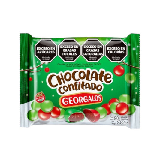 Pampa Direct Georgalos Chocolate Confitado Confites Milk Chocolate Candied Chips Perfect Snack for Kids, 80 g / 2.82 oz