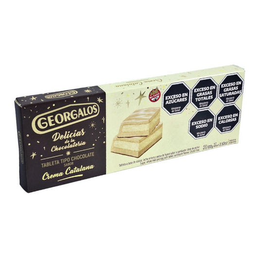 Pampa Direct Georgalos Delights Chocolate Bar with Catalan Cream Flavor Tableta de Chocolate Sabor Crema Catalana, 100 g / 3.53 oz