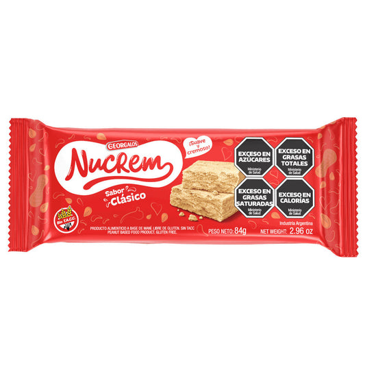 Pampa Direct Nucrem Soft Peanut Nougat Soft Candy Bar - Gluten Free, 84 g / 2.96 oz bar