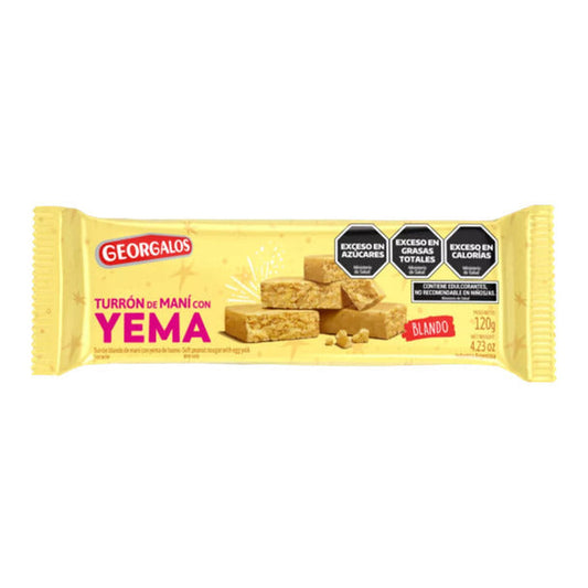 Pampa Direct Georgalos Turrón Blando de Maní Peanut Nougat with Egg Yolk Extra Soft Nougat, 120 g / 4.23 oz