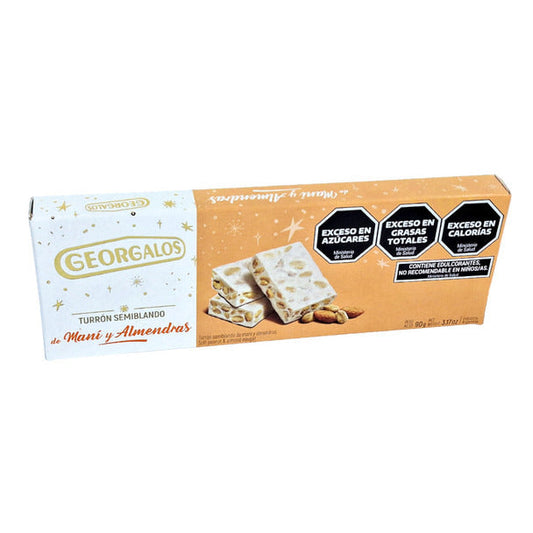 Pampa Direct Georgalos Turrón Semi Blando de Maní y Almendras Soft Peanut & Almond Nougat, 90 g / 3.17 oz