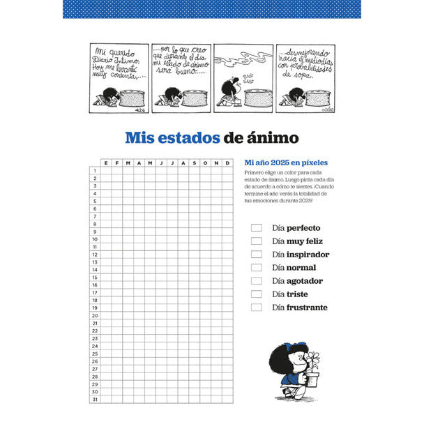 Pampa Direct Agenda Granica Mafalda by Quino 2025 Agenda – Hardcover Bound Planner, Turquoise Color, Stylish Design