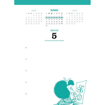 Pampa Direct Agenda Granica Mafalda by Quino 2025 Agenda – Hardcover Spiral Notebook with Stickers, Stylish Design