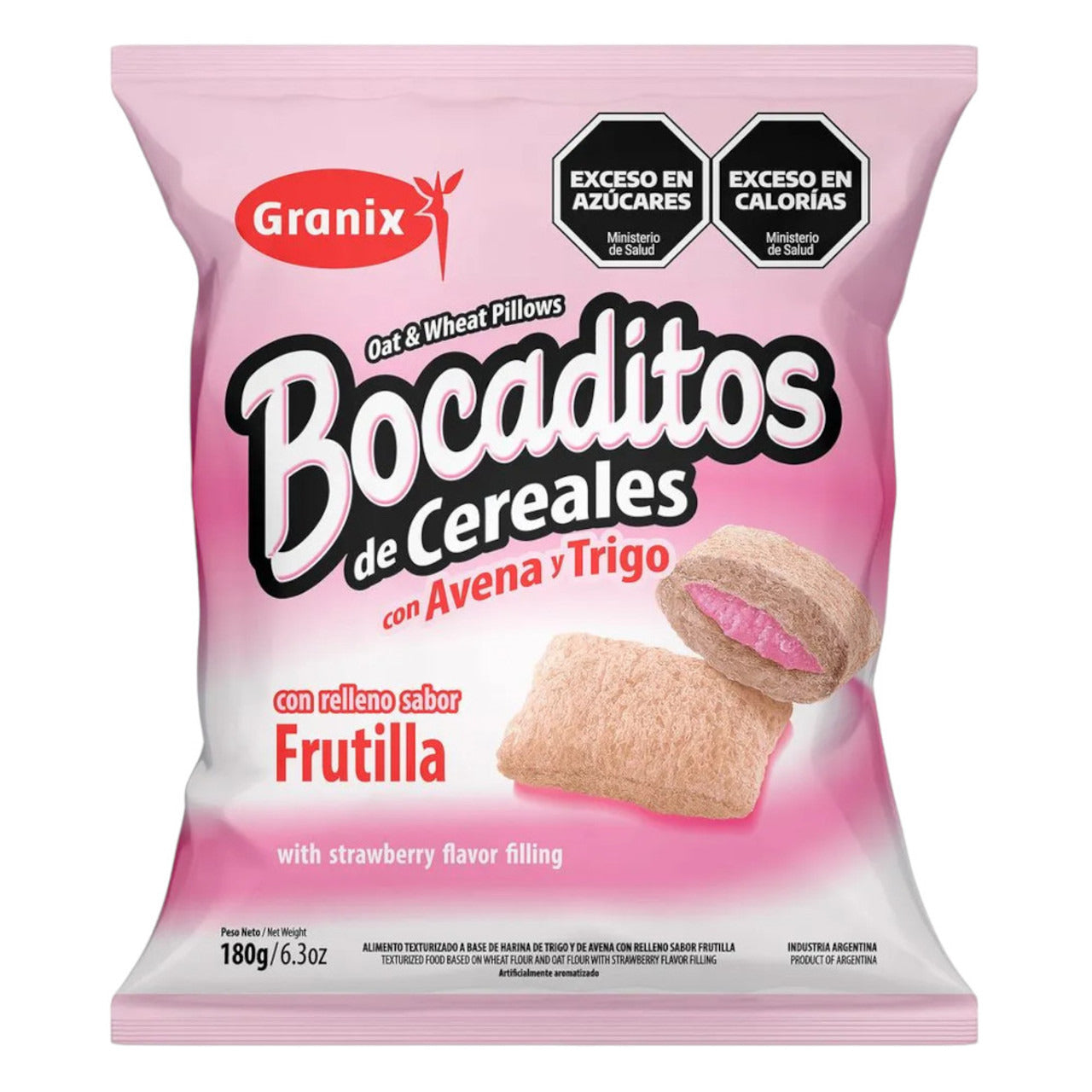 Pampa Direct Granix Cereal Bites with Oats & Wheat, Strawberry Filling Bocaditos de Cereales con Relleno de Frutilla, 180 g / 6.3 oz