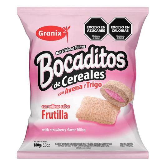 Pampa Direct Granix Cereal Bites with Oats & Wheat, Strawberry Filling Bocaditos de Cereales con Relleno de Frutilla, 180 g / 6.3 oz