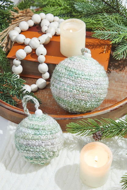 Decorator's Warehouse Green/White Knit Ball Ornaments - Set of 2