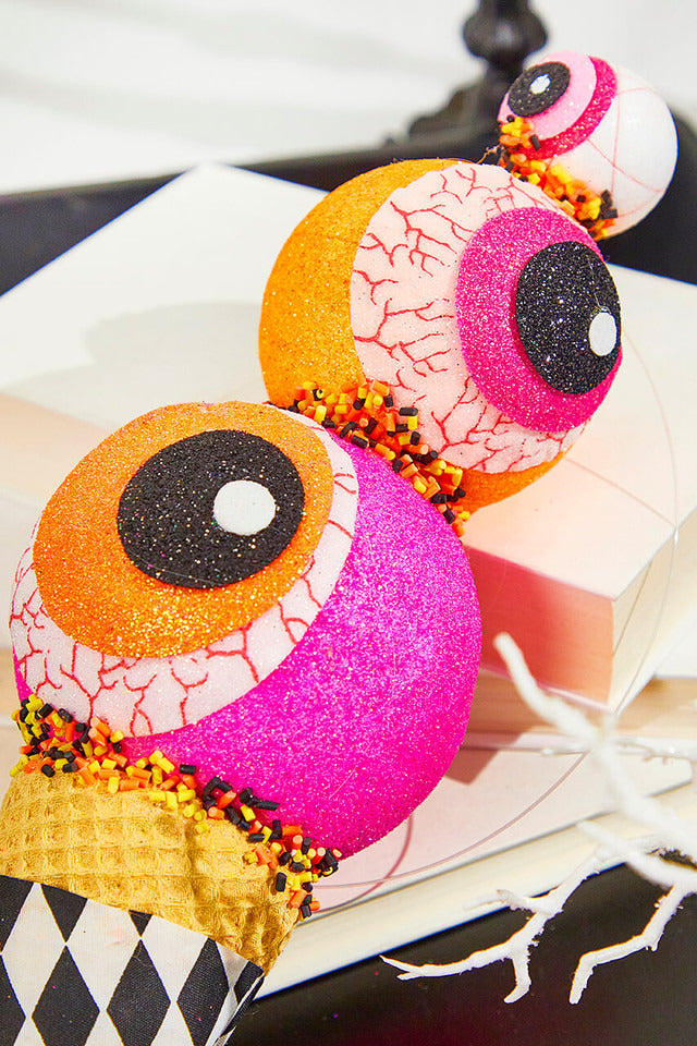 Decorator's Warehouse 13" Orange & Pink Eyes Cream Ornament