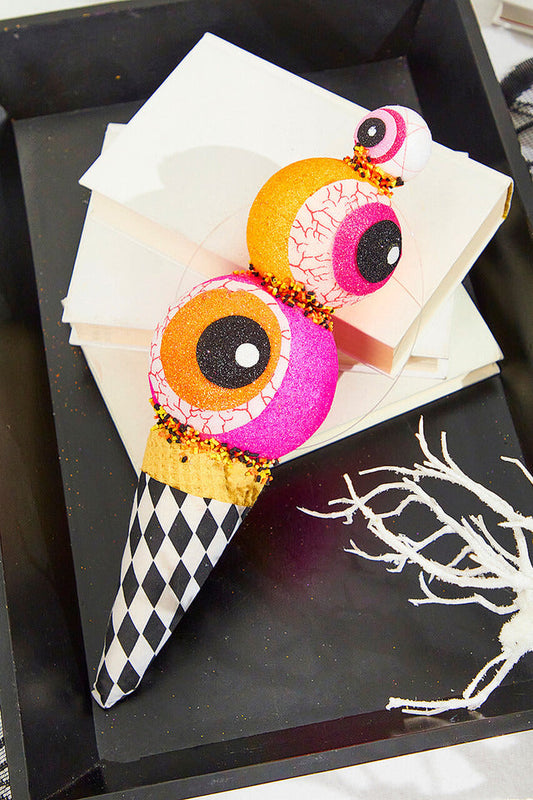 Decorator's Warehouse 13" Orange & Pink Eyes Cream Ornament
