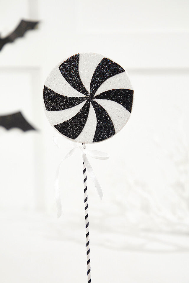 Decorator's Warehouse 18" x 5" Black and White Lollipop Pick